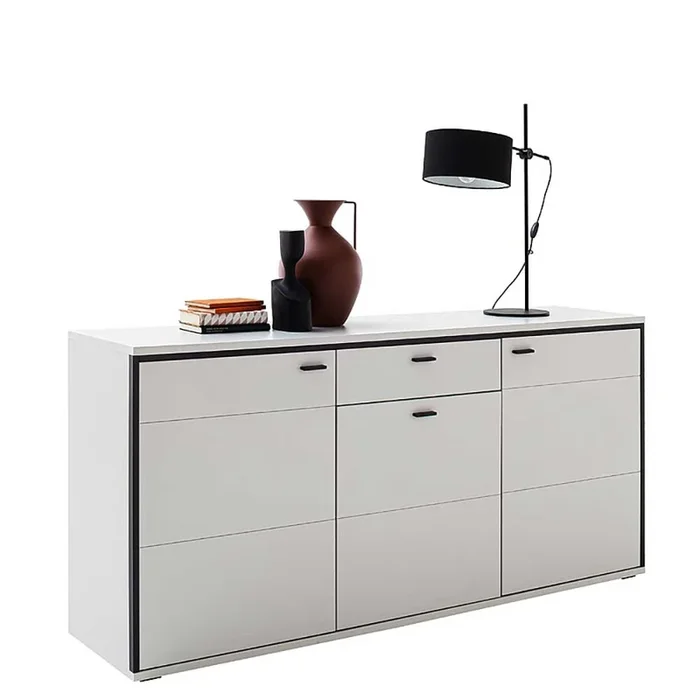 183x89x44 Sideboard in Weiß mit Schwarzgrau – Loazin