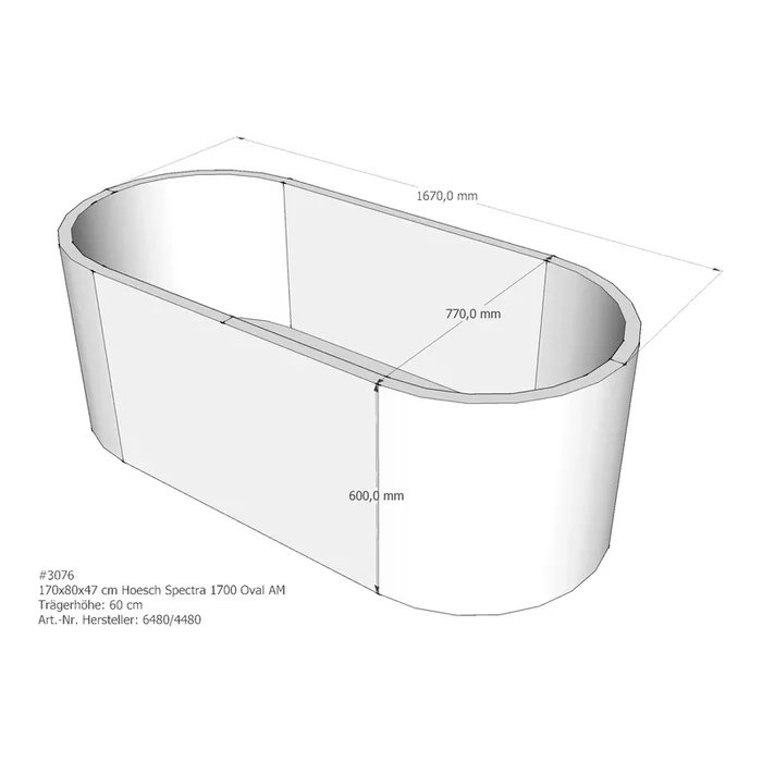 Badewannenträger für Hoesch Spectra 1700×800 170 × 80 × 47 cm