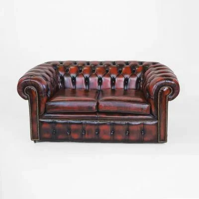 Chesterfield Ledersofa „London Classic“ 2-Sitzer in Birch Antique Rust