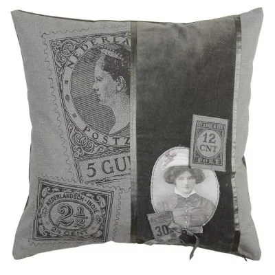 Clayre & Eef Kissen „Money“ dunkelgrau 50*50cm