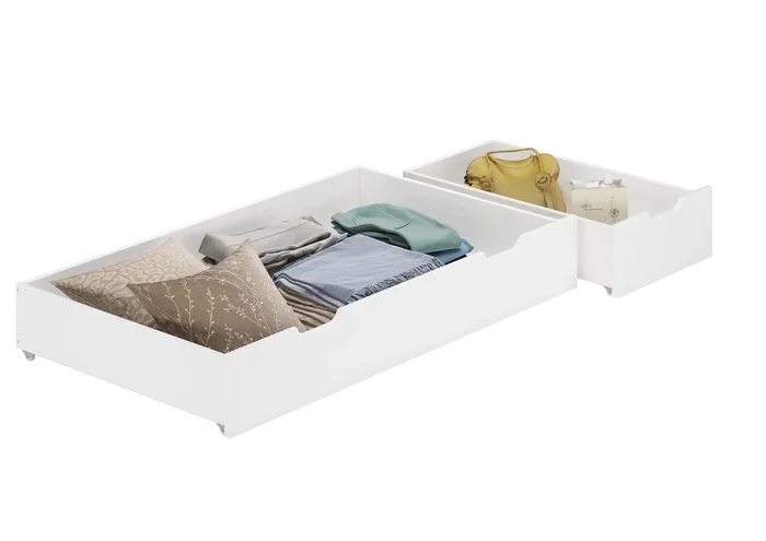 Due cassetti bianchi appaiati porta oggetti x alcuni NOSTRI letti 90×200 in Pino 90.10-S4-2W