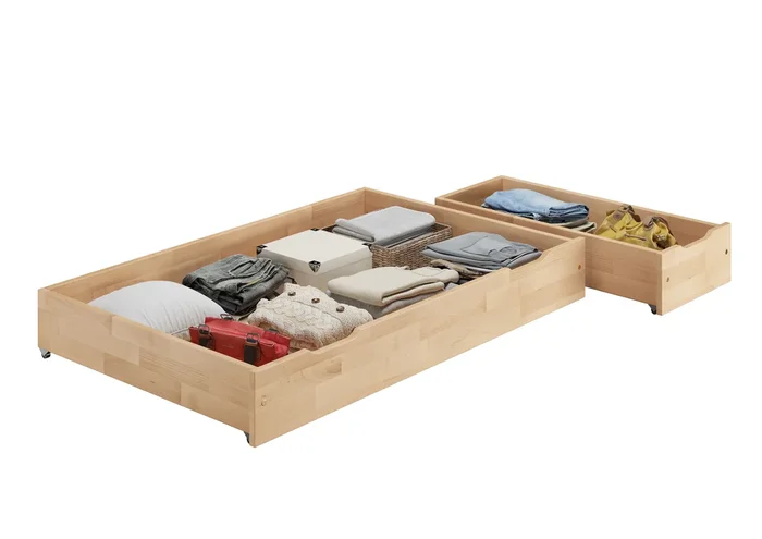 Due cassetti porta oggetti per i NOSTRI letti in Faggio oliati 90.10-BS32-geölt