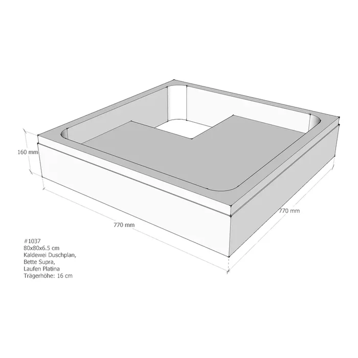 Duschwannenträger für BetteSupra, Kaldewei Duschplan, Laufen Platina 80 × 80 × 6,5 cm