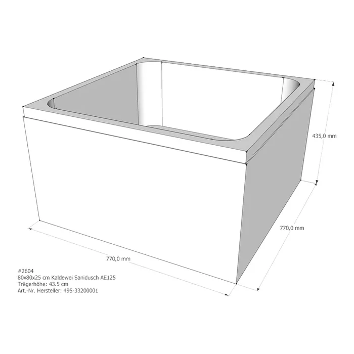 Duschwannenträger für Kaldewei Sanidusch 80 × 80 × 25 cm