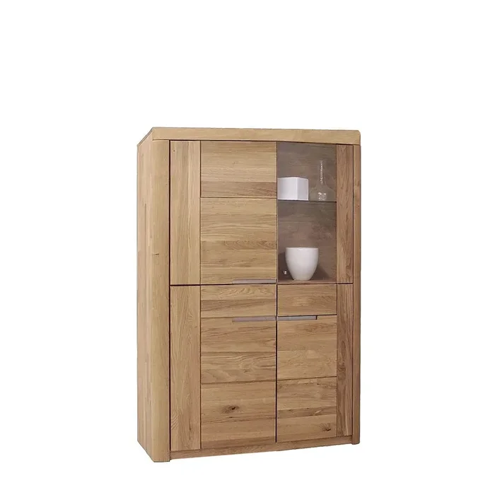 Halbhoher Vitrinenschrank Wildeiche massiv – Solido