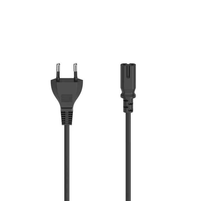 Hama Netzkabel, Euro-Stecker – 2-pol.-Kupplung (Doppelnut), 0,75 m (200731) (Schwarz)