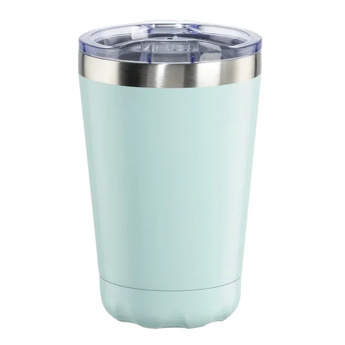 Hama Thermobecher, 270 ml, Isolierbecher to go mit Trinköffnung, Pastellblau (181586) (Blau, Edelstahl, Transparent)