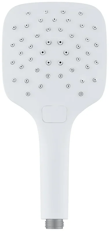 Handbrause AqvaShower – 3-fach verstellbar – Druckknopfumstellung „easy-push“ – „easy-clean“ – 120 mm Durchmesser – 50 % Wasserersparnis – weiß / chrom