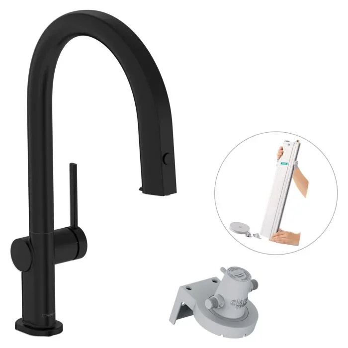 hansgrohe Aqittura M91 Küchenarmatur 76826670 Ausziehauslauf, 1jet, sBox, mattschwarz