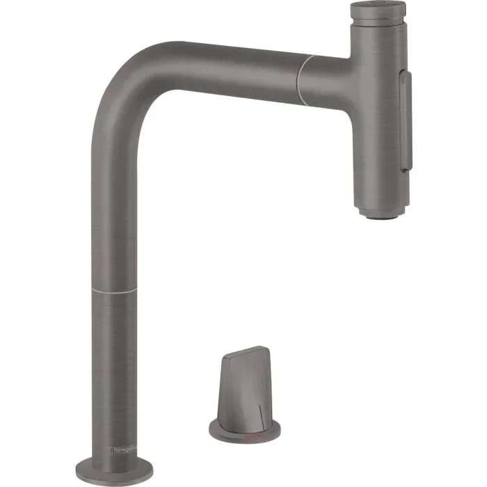 hansgrohe Metris Select 2-Loch-Küchenmischer 73818340 brushed black, 2jet, Ausziehbrause