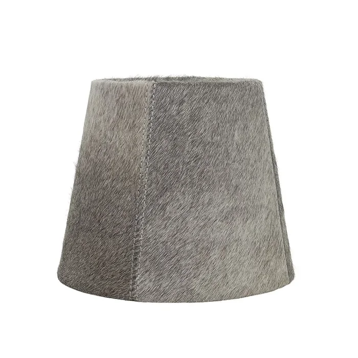 Lampenschirm Kuhfell echt Fell hell grau weiß rund 19 cm