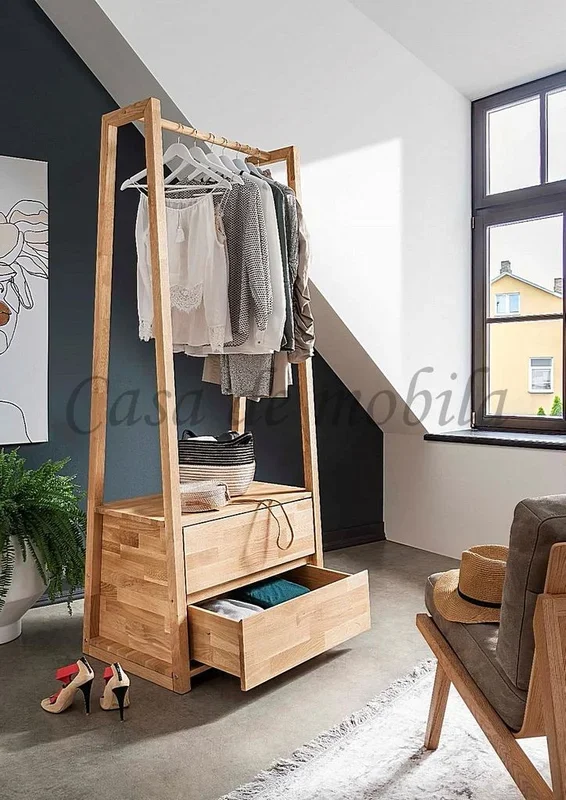Massivholz Garderobe BERN 85x190x60cm Wildeiche natur geölt