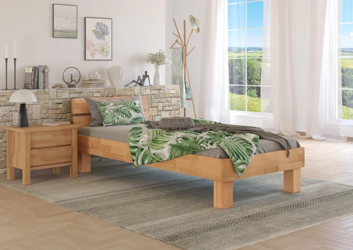Schönes Buche Bett 100 x 220 cm Geölt für Jugendliche und Erwachsene
