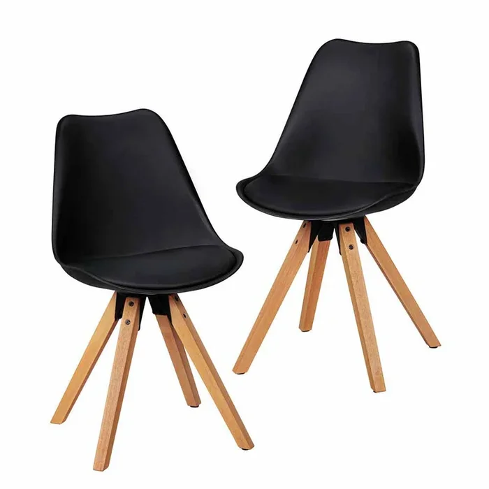 Schwarzer Schalenstuhl Montes im Retro Design (2er Set)