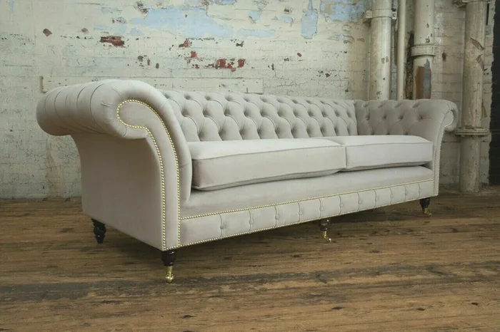 Beiger Dreisitzer Luxus Polstermöbel Moderne Sofas Einrichtungsmöbel