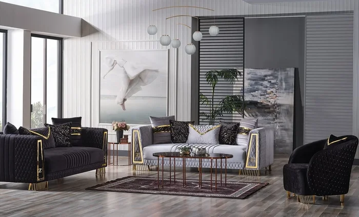 Sofagarnitur 3+3+1 Sitzer Chesterfield Barock Stil Garnitur Set 3tlg. Sofa Relax
