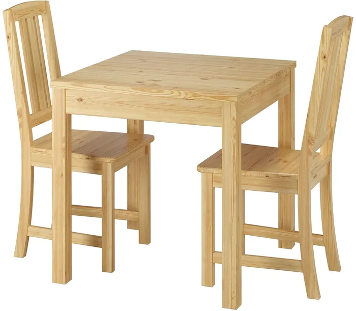 Solid Pine for dining table set with polished legs and 2 solid chairs 90.70-50A-Set22
