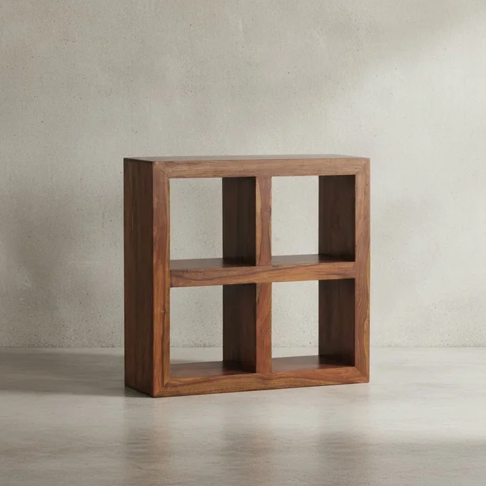 Standregal – Naturholz, Massiv, 4 Fächer, 82x82x34 cm