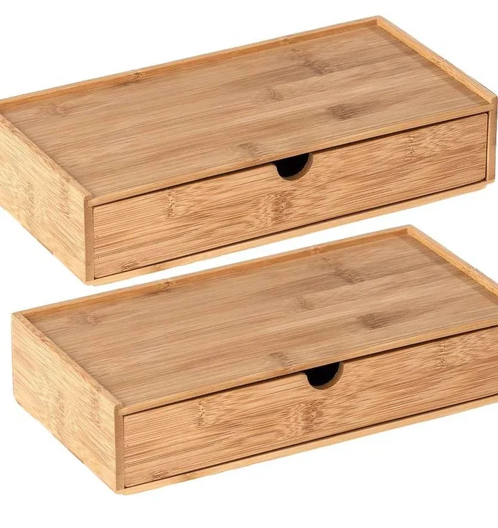 TERRA Box mit Schublade aus Bambus, 2er-Set