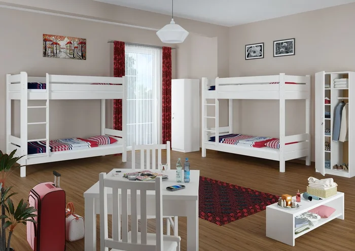 Tre varianti di solido letto a castello bianco anche PER ADULTI 100×190 separabile V-60.16-10-190W