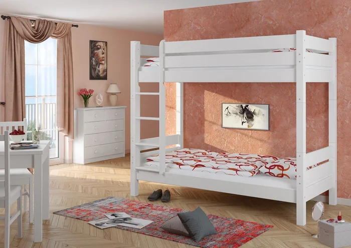 Tre varianti di solido letto a castello bianco X ADULTI 100×190 separabile V-60.16-10-190WT100
