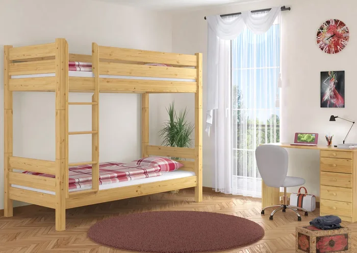 Tre varianti di solido telaio letto a castello in pino 100×220 per adulti V-60.16-10-220