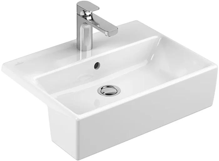 Villeroy & Boch Vorbauwaschbecken Memento 420x550mm Eckig mit Überlauf Weiss Alpin